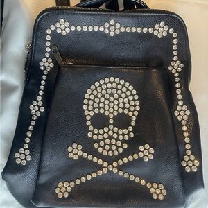 Women’s Skull & Crossbones Black Rhinestone Backpack